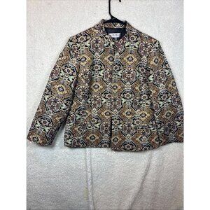 Kasper Womens Tapestry Jacket Size 14 Multicolor Geometric Pattern